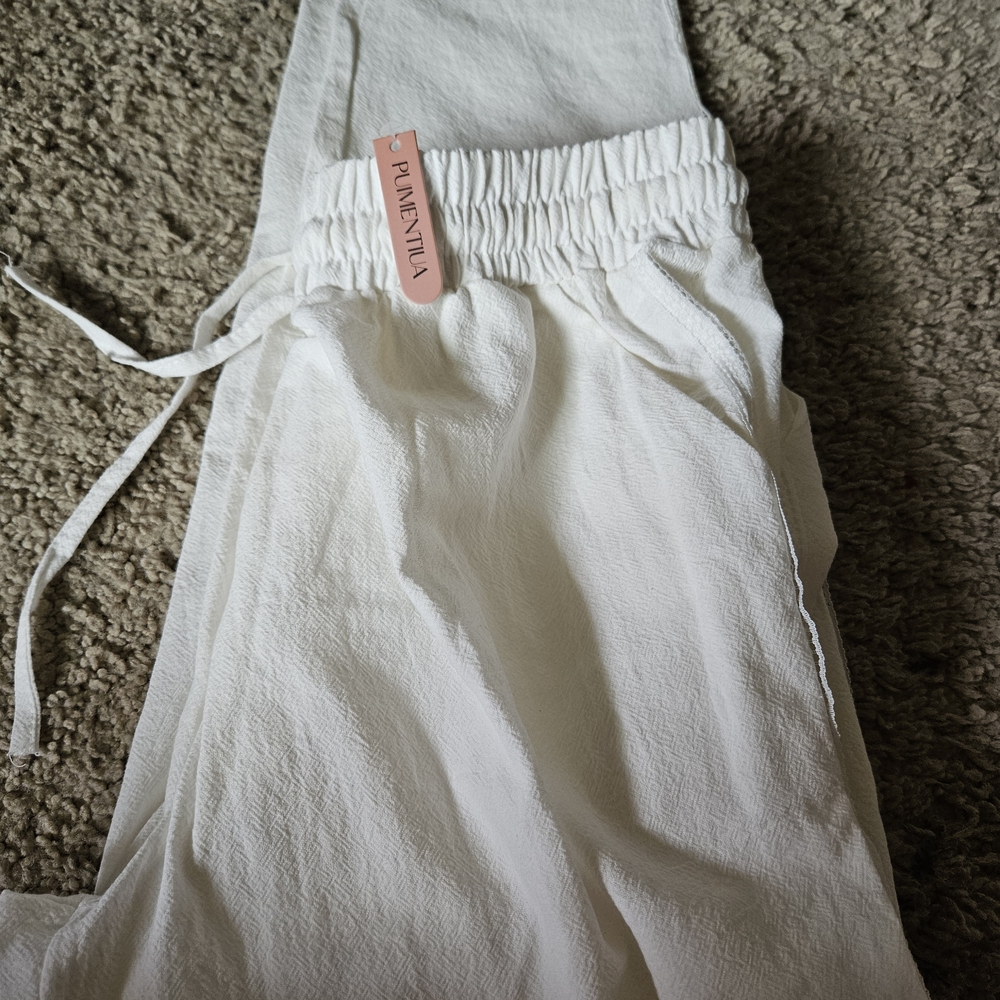 White Drawstring Joggers